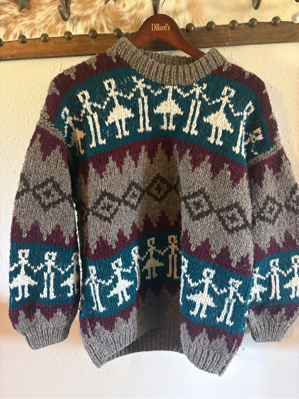Indigenous Men’s Crewneck Sweater - Gray, Teal & Burgundy